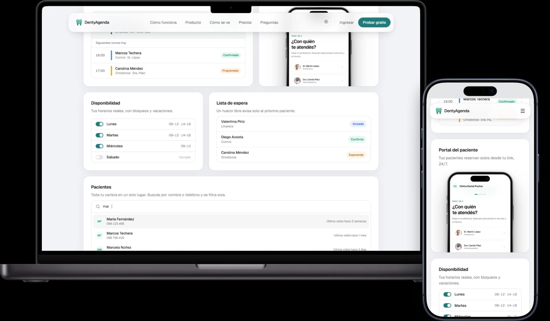 DentyAgenda en una MacBook y un iPhone
