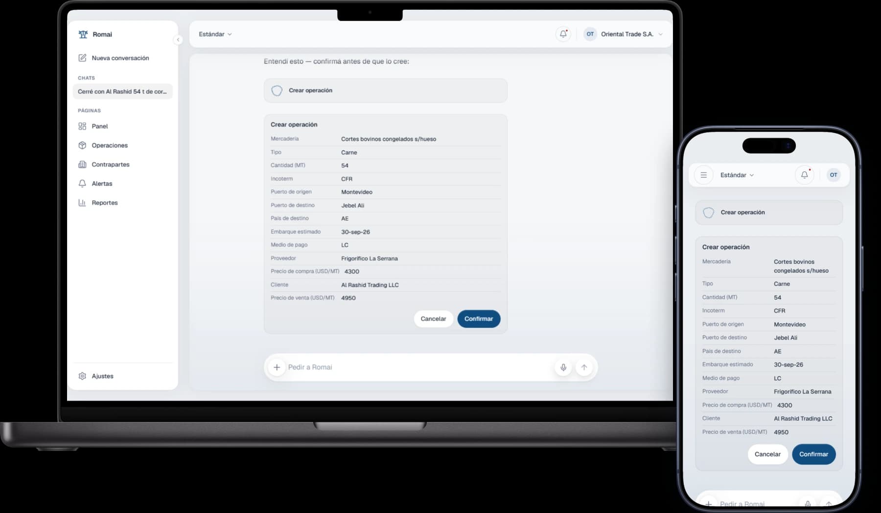 Romai en una MacBook y un iPhone